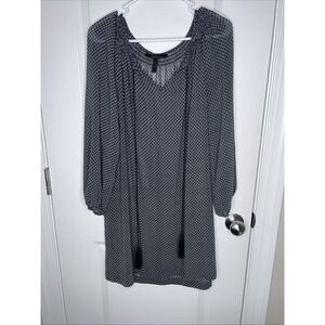 BCBG MaxAzaria Women's Sheer Dress Size Med‎ Black White 3/4 Sleeve